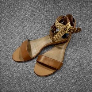Sperry Top-Sider Braided Leather Ankle Strap Sandals Brown